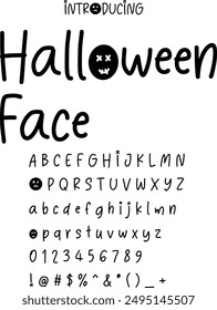 Spooky Halloween font typography vector illustration featuring eerie and playful letters. Perfect for Halloween posters, invitations, and decorations. Ideal for your haunted holiday projects.