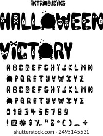 Spooky Halloween font typography vector illustration featuring eerie and playful letters. Perfect for Halloween posters, invitations, and decorations. Ideal for your haunted holiday projects.