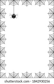 spooky halloween frame or border with black spider
