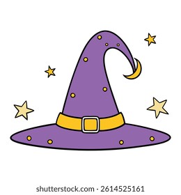 A spooky Halloween frame featuring a classic witch hat, twinkling stars, and a glowing moon—perfect for adding a magical touch to your festive designs or photos!