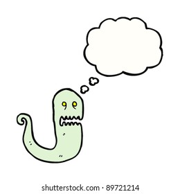 spooky halloween ghost cartoon with thought bubble