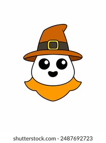 Spooky Halloween Ghost with Hat Vector Illustration - Halloween Clipart and Vector Art