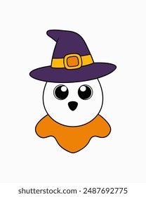Spooky Halloween Ghost with Hat Vector Illustration - Halloween Clipart and Vector Art