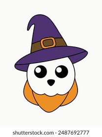 Spooky Halloween Ghost with Hat Vector Illustration - Halloween Clipart and Vector Art