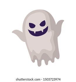 spooky halloween ghost on white background