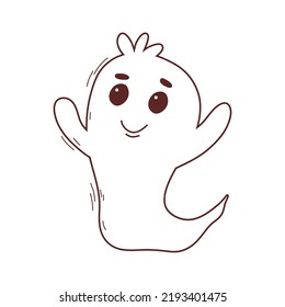 Spooky halloween ghost. Spooky poltergeist. Halloween scary ghostly monster. Halloween element. Trick or treat concept.