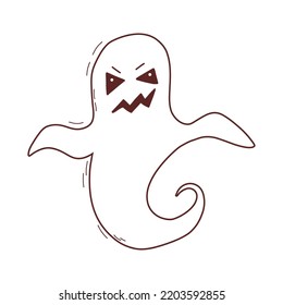 Spooky halloween ghost. Spooky poltergeist. Halloween scary ghostly monster. Halloween element. Trick or treat concept.