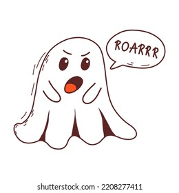 Spooky halloween ghost. Spooky poltergeist. Halloween scary ghostly monster. Halloween element. Trick or treat concept.