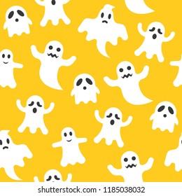 Spooky Halloween ghost, seamless pattern, flat design with clipping mask
