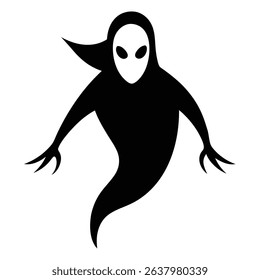 Spooky halloween ghost silhouette design element.