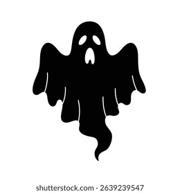 Spooky halloween ghost silhouette illustration design.