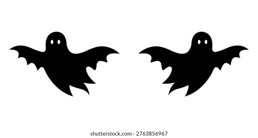 Spooky Halloween Ghost Silhouettes Vector Set – Scary Phantom Shadows, Flying Spirits, Cartoon Specters and Watercolor Ghost Elements