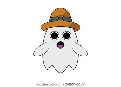 Spooky Halloween ghost vector illustration, perfect for print ables, clipart, and decorations