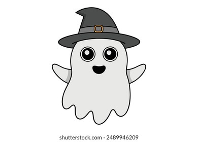 Spooky Halloween ghost vector illustration, perfect for print ables, clipart, and decorations