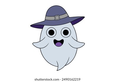 Spooky Halloween ghost vector illustration, perfect for print ables, clipart, and decorations