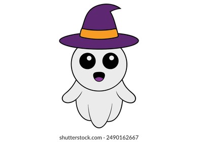 Spooky Halloween ghost vector illustration, perfect for print ables, clipart, and decorations