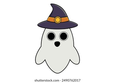 Spooky Halloween ghost vector illustration, perfect for print ables, clipart, and decorations
