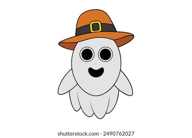 Spooky Halloween ghost vector illustration, perfect for print ables, clipart, and decorations