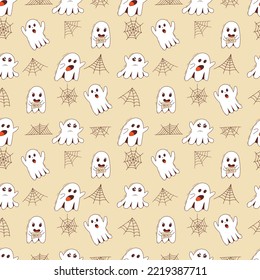 Espeluznantes fantasmas de halloween son un patrón sin fisuras. Potergeist espeluznante. Halloween monstruos fantasmales