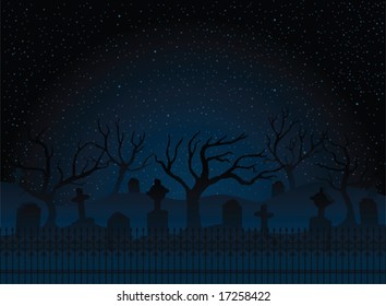 Spooky Halloween graveyard