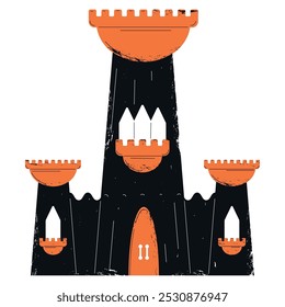 Espeluznante castillo encantado de Halloween con Vector de textura grunge