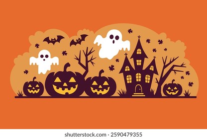 Spooky Halloween Haunted House Scene