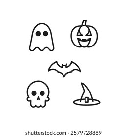 Spooky Halloween Horror and Haunted House Icons