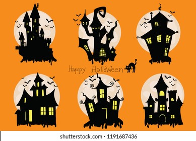 Spooky halloween house vector design
