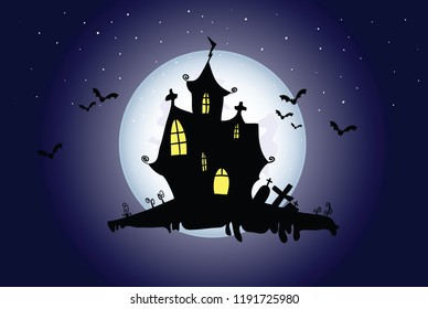 Spooky halloween house vector design