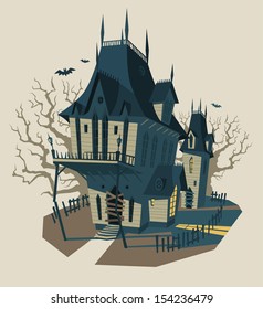 Spooky Halloween house. Vector illustration.