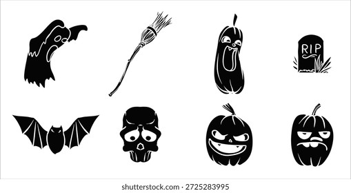 Spooky Halloween Icons Vector Pack para fiesta festiva y Diseños de terror
