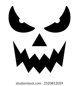 Jack O' Lanterna rosto design assustador Halloween com olhos afiados e um sorriso sinistro, perfeito para decorações de Halloween, convites, artesanato. Isolado no fundo branco. Vibrações festivas e misteriosas!