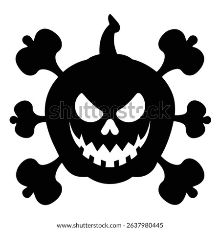 Spooky halloween jack o lantern skull crossbones design.