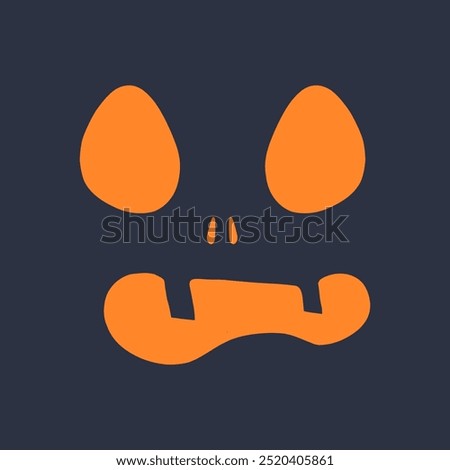 Spooky Halloween jack-o-lantern face with a creepy expression in bright orange. Perfect for haunted themes, Halloween decorations, and festive graphic designs.