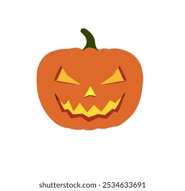 Espeluznante calabaza de Halloween Jack-o'-Lantern con una cara sonriente - Ilustración vectorial para decoraciones de Halloween, tarjetas y Diseños digitales