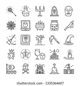 Spooky Halloween Line Icons Pack 
