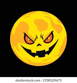 Spooky Halloween Moon Face for t shirt design
