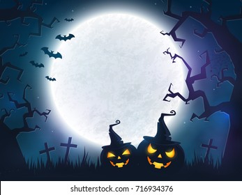 Spooky Halloween Night Background Full Moon Stock Vector (Royalty Free ...