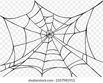 Spooky Halloween party background with spiderwebs. Use it for posters, brochures, or online ads. It's a transparent PNG with space for your text. vector