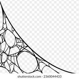 Spooky Halloween party background with spiderwebs. Use it for posters, brochures, or online ads. It's a transparent PNG with space for your text. vector