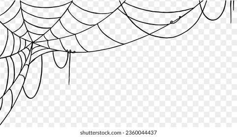 Spooky Halloween party background with spiderwebs. Use it for posters, brochures, or online ads. It's a transparent PNG with space for your text. vector