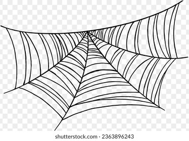 Spooky Halloween party background with spiderwebs. Use it for posters, brochures, or online ads. It's a transparent PNG with space for your text. vector