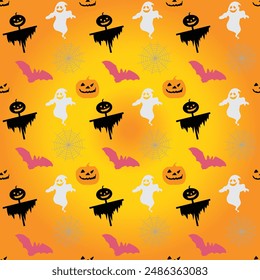 Spooky Halloween Party Seamless Vector Pattern Design