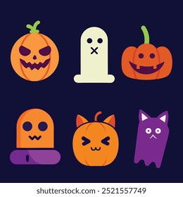 Spooky Halloween patch collection with pumpkins and skulls