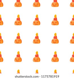 Spooky halloween pattern with colorful pumpkins trendy seamless background vector for print and wrapping.