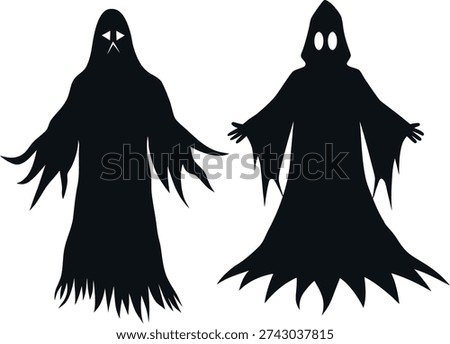 Spooky Halloween Phantom Shadow Illustration Set