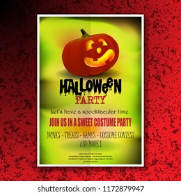 Spooky halloween poster party with pumpkins