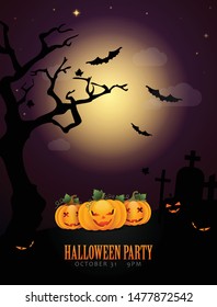 Spooky Halloween poster/invitation design for Halloween party/event.