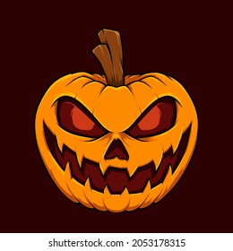 Spooky Halloween Pumpkin 02. Dark Horror Illustration of pumpkin monster