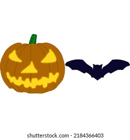 Spooky Halloween pumpkin and bat.